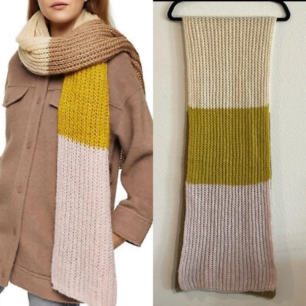 Topshop Women’s Knit Scarf Multicolor Colorblock Cottagecore Comfy